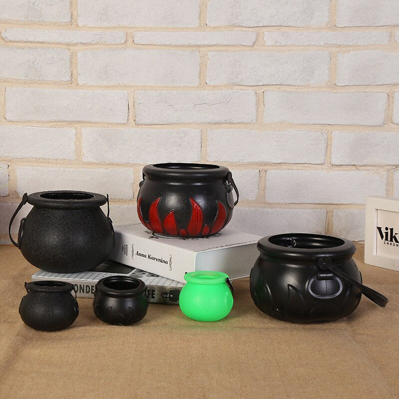 Halloween Cauldron Candy Bucket for Spooky Party Décor