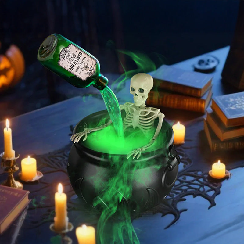 Halloween Witch Cauldron Decor With Glowing Green Fog
