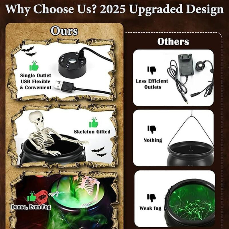 Halloween Witch Cauldron Decor With Glowing Green Fog