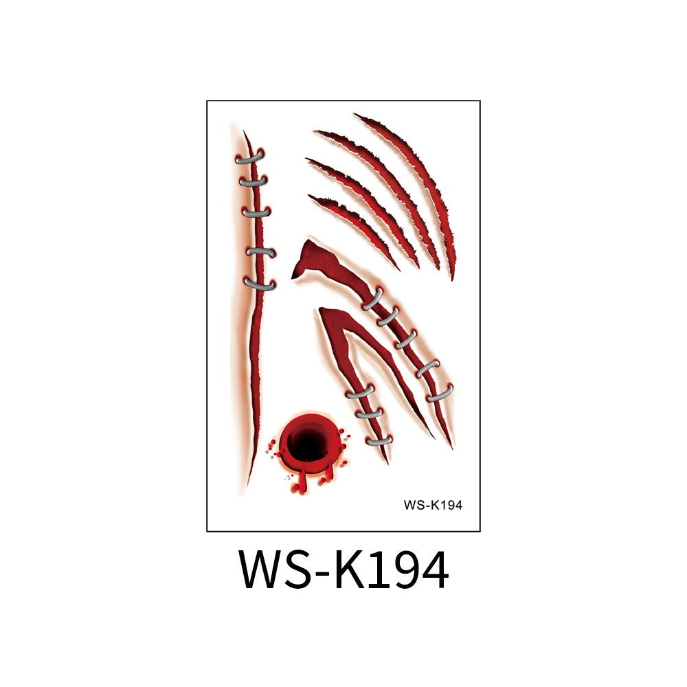 Temporary Horror Tattoo Stickers for Realistic Wounds