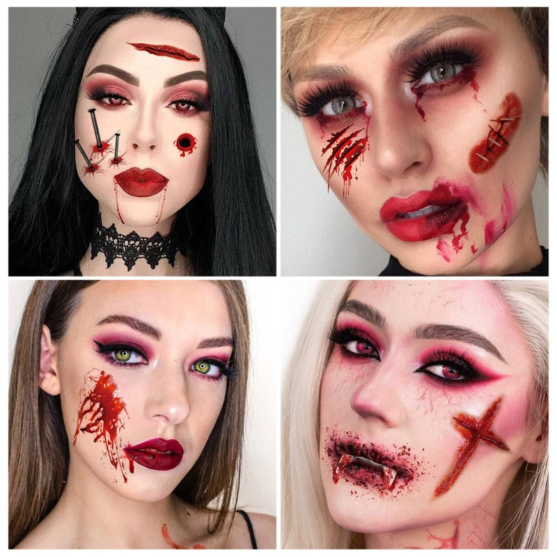 Temporary Horror Tattoo Stickers for Realistic Wounds