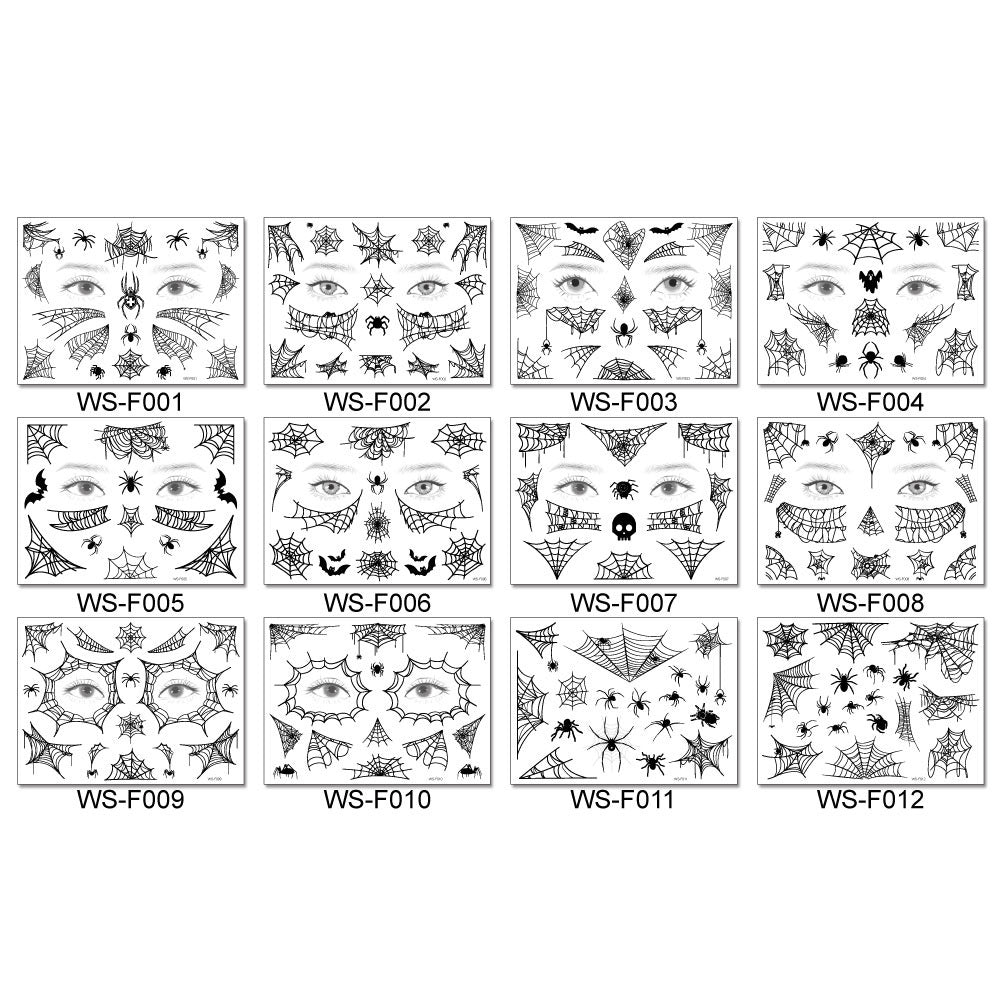 Halloween Face Tattoo Stickers – Spider Web Designs