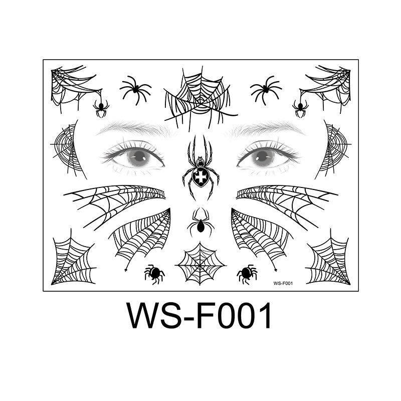 Halloween Face Tattoo Stickers – Spider Web Designs
