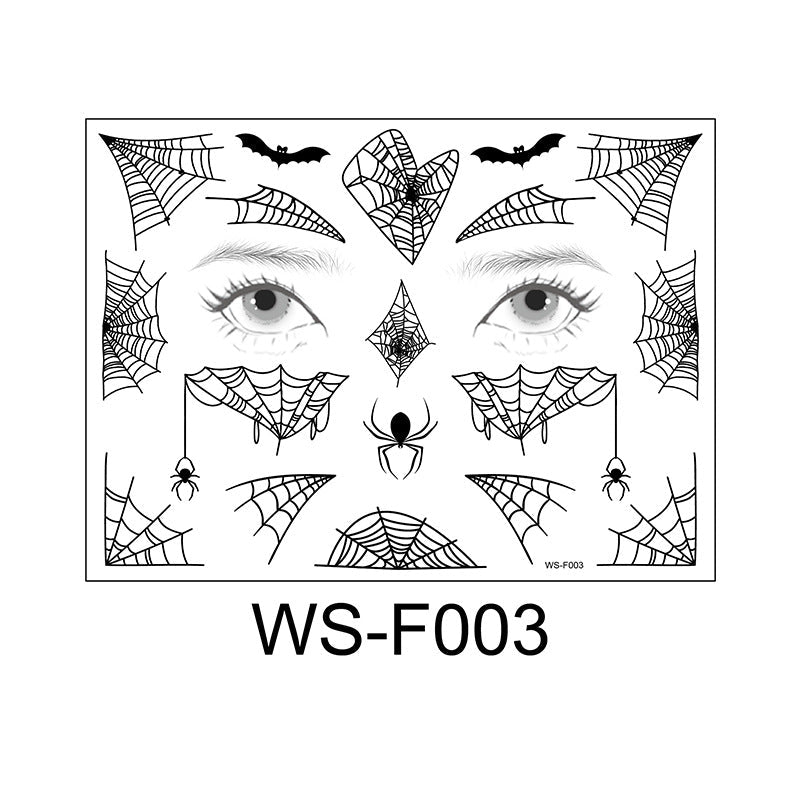 Halloween Face Tattoo Stickers – Spider Web Designs