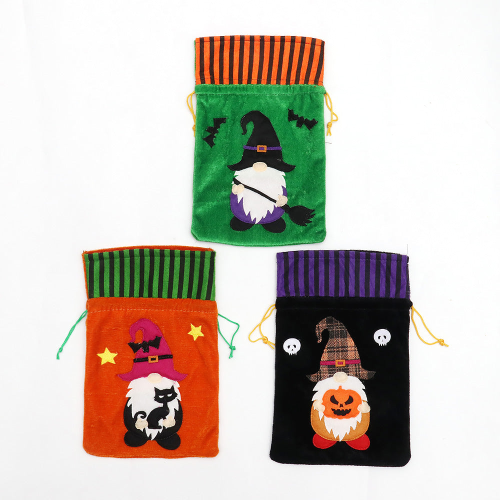 Halloween Embroidered Candy Gift Bags, 3-Piece Set