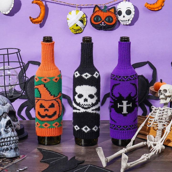 Halloween Wine Bottle Covers for Spooky Party Tables