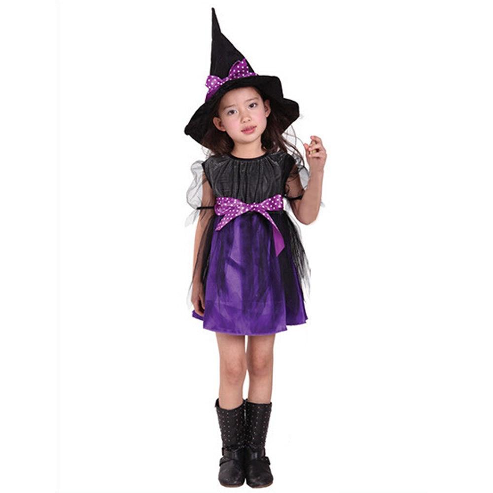 Children's Halloween Witch Costume Dress with Hat