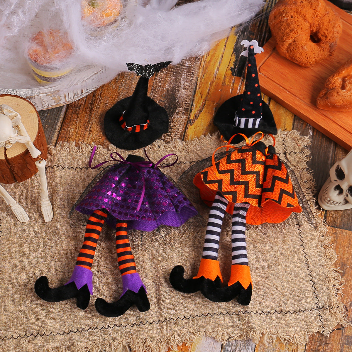 Halloween Wine Bottle Witch Hat Cover Ornament Set Decor