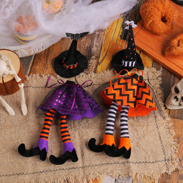 Halloween Wine Bottle Witch Hat Cover Ornament Set Decor