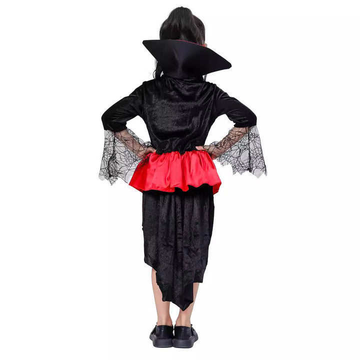 Girls Vampire Witch Halloween Costume Red Black Dress