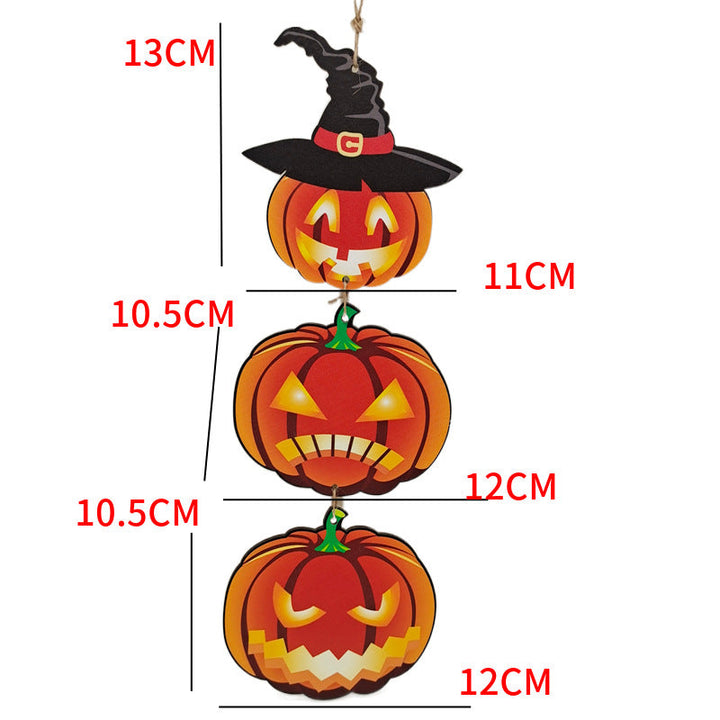 Hanging Wood Pumpkin Sign Set for Halloween Porch Decor