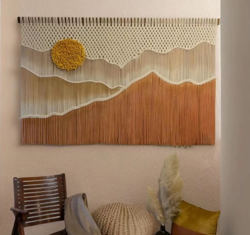 Woven Landscape Tapestry for Warm Textured Wall Decor