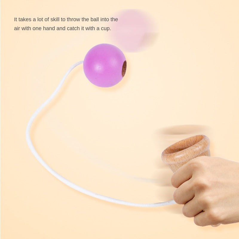 Wooden Skill Cup Toy for Hand-Eye Coordination Practice