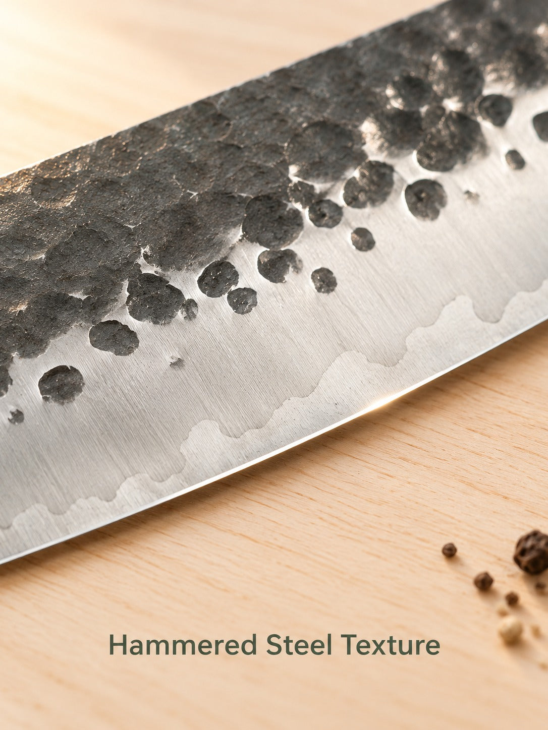 Hand-Forged Japanese-Style Chef Knife, Hammered Blade