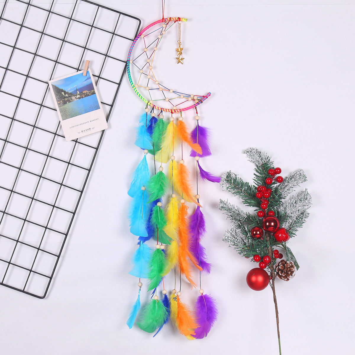 Colorful Crescent Dream Catcher Wall Hanging Decor