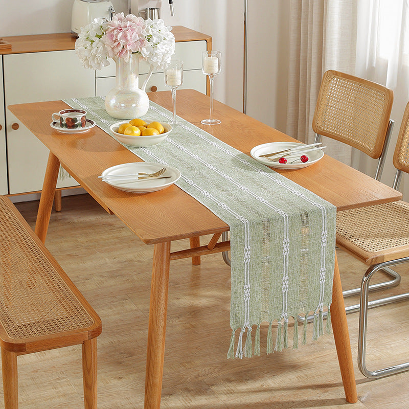 Hand-Woven Table Runner for Rustic Farmhouse Decor