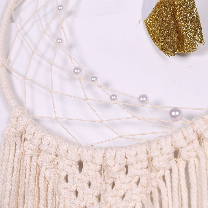 Boho Crescent Moon Wall Hanging for Cozy Dreamy Texture