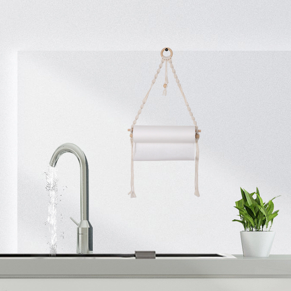 Woven Toilet Paper Holder No-Drill Bathroom Storage