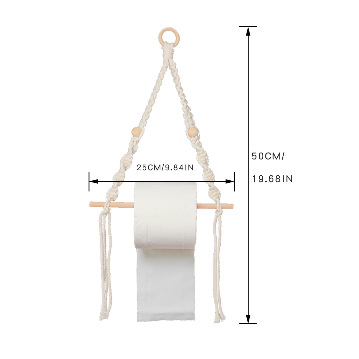 Woven Toilet Paper Holder No-Drill Bathroom Storage