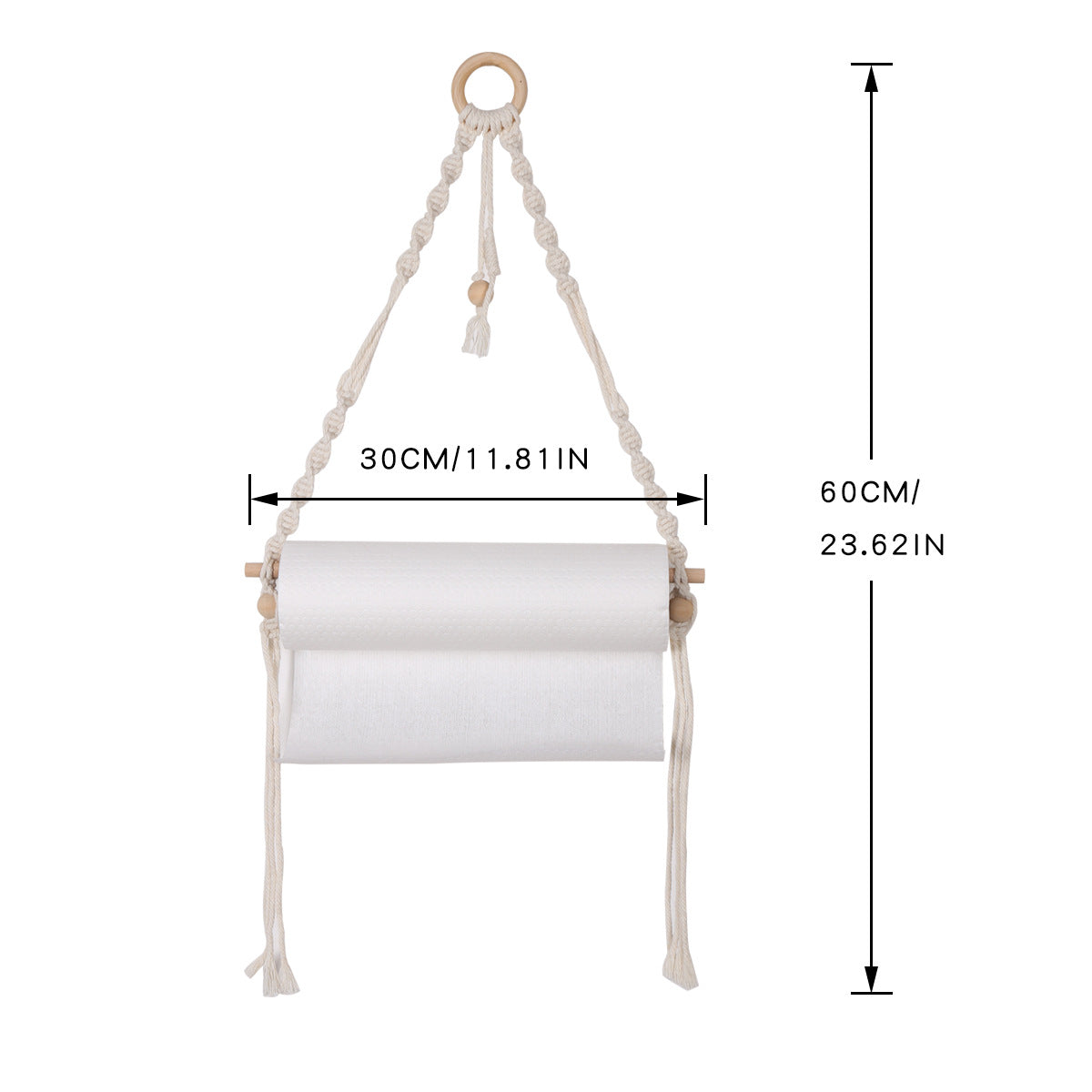 Woven Toilet Paper Holder No-Drill Bathroom Storage