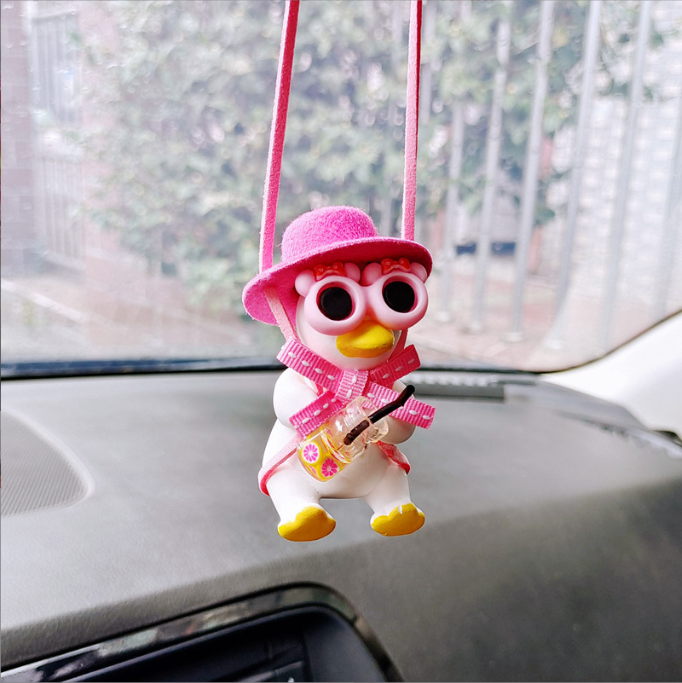 Cowboy Duck Car Mirror Pendant for Playful Interiors
