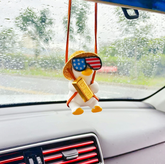 Cowboy Duck Car Mirror Pendant for Playful Interiors