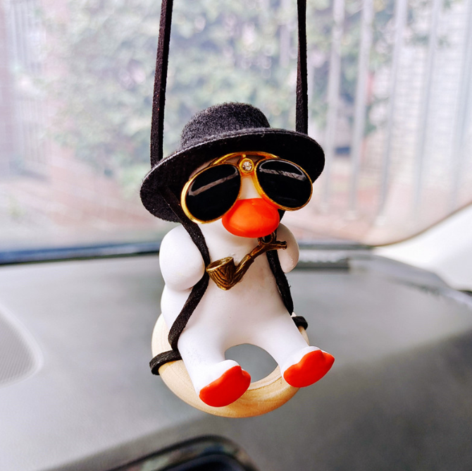 Cowboy Duck Car Mirror Pendant for Playful Interiors
