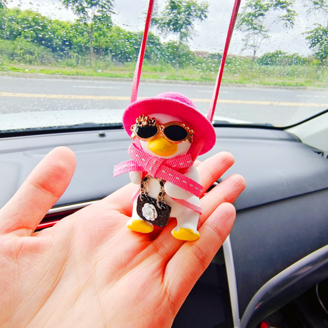 Cowboy Duck Car Mirror Pendant for Playful Interiors