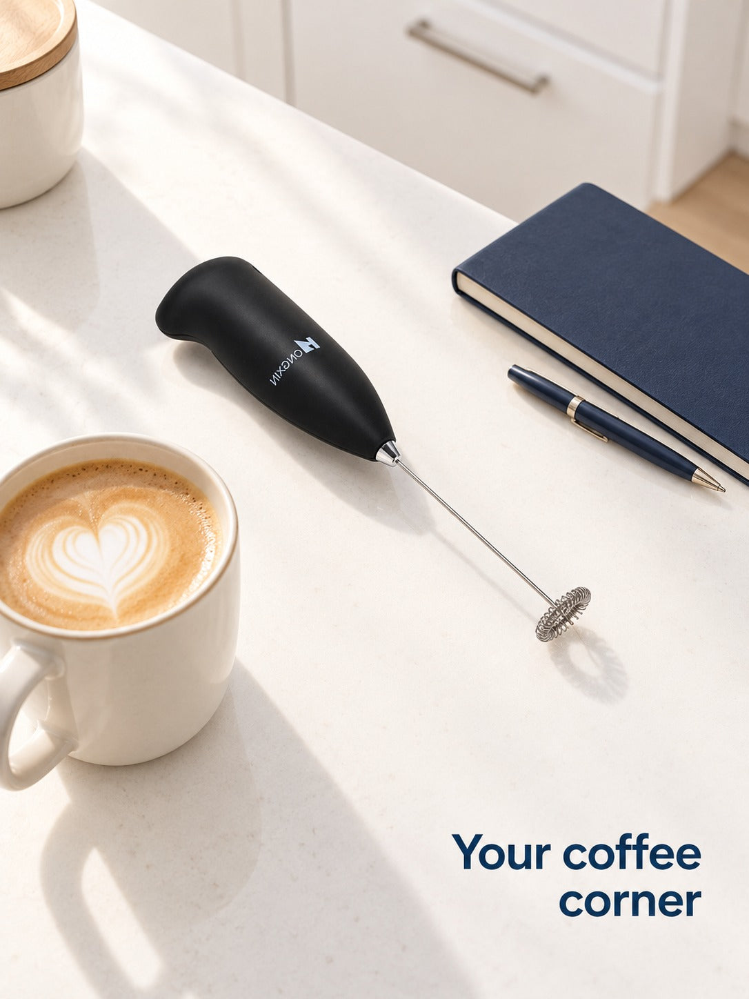 Handheld Milk Frother Whisks Café-Style Foam at Home