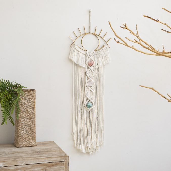 Handmade Macramé Eye Wall Hanging for Bohemian Texture