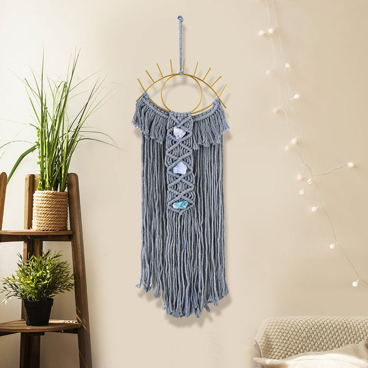 Handmade Macramé Eye Wall Hanging for Bohemian Texture
