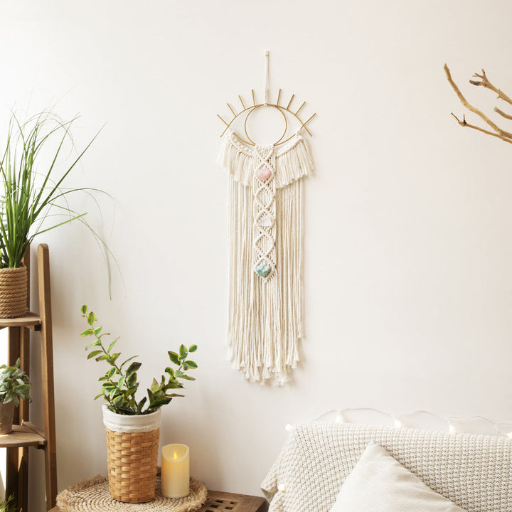 Handmade Macramé Eye Wall Hanging for Bohemian Texture