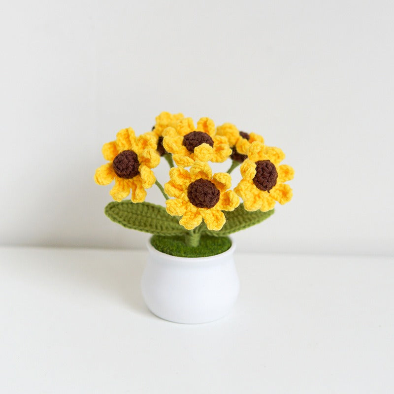 Crocheted Flower Pot Decor for Maintenance-Free Color