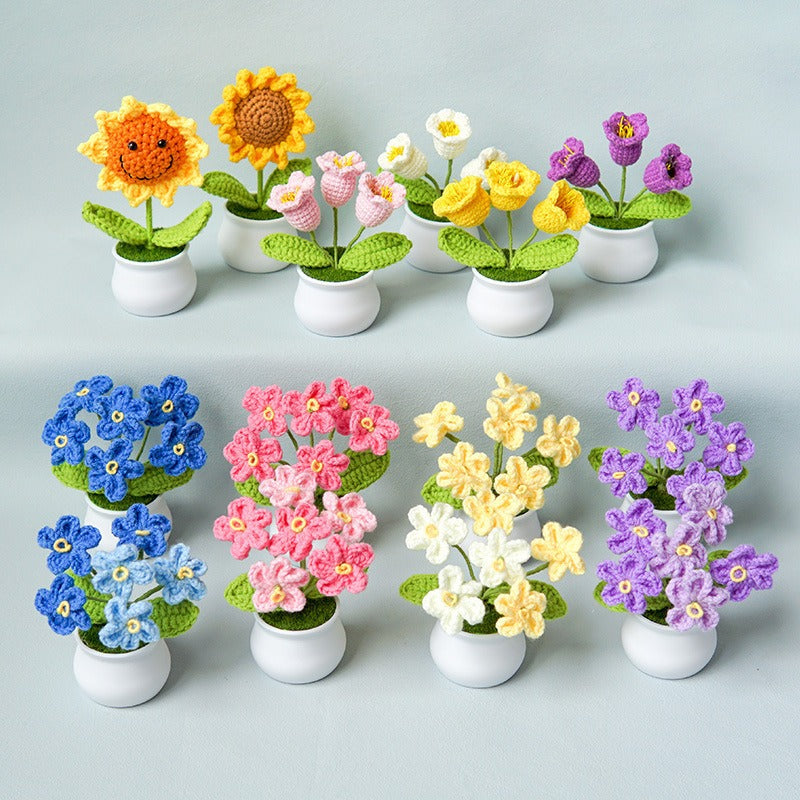 Crocheted Flower Pot Decor for Maintenance-Free Color