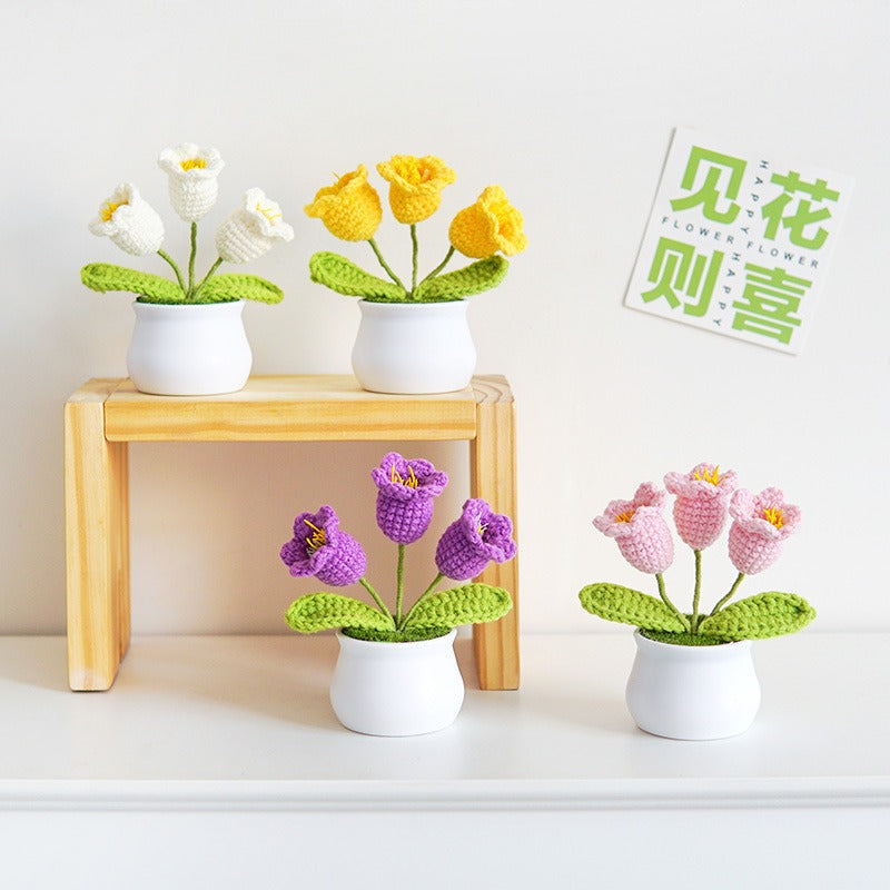 Crocheted Flower Pot Decor for Maintenance-Free Color