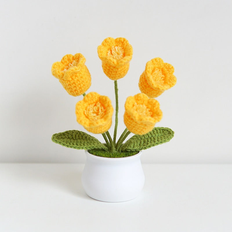 Crocheted Flower Pot Decor for Maintenance-Free Color