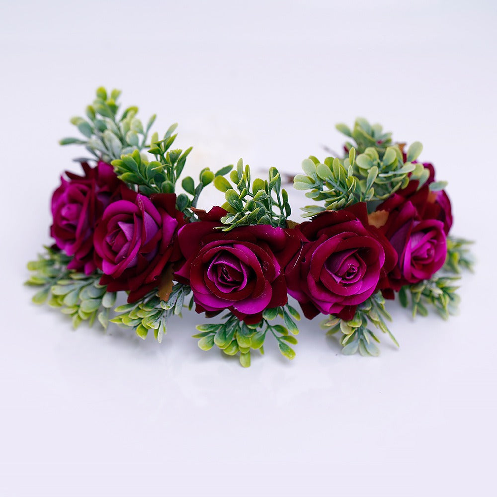 Adjustable Velvet Rose Flower Crown for Beach Weddings