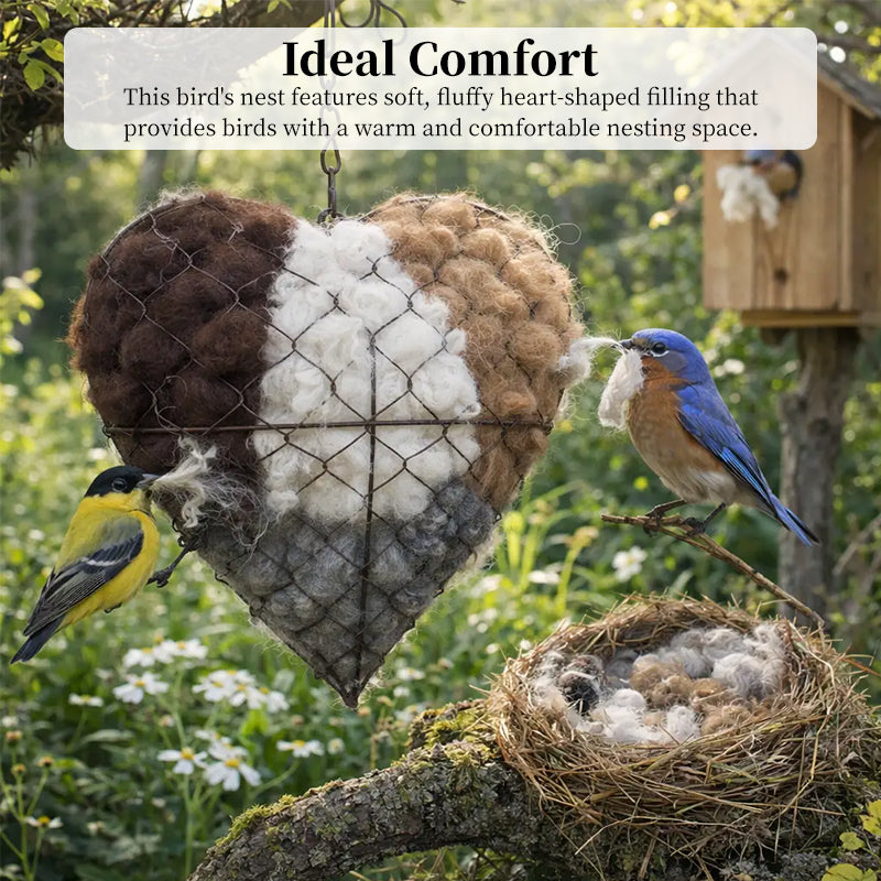 Heart-Shaped Bird Nest Garden Decor for Backyard Birds