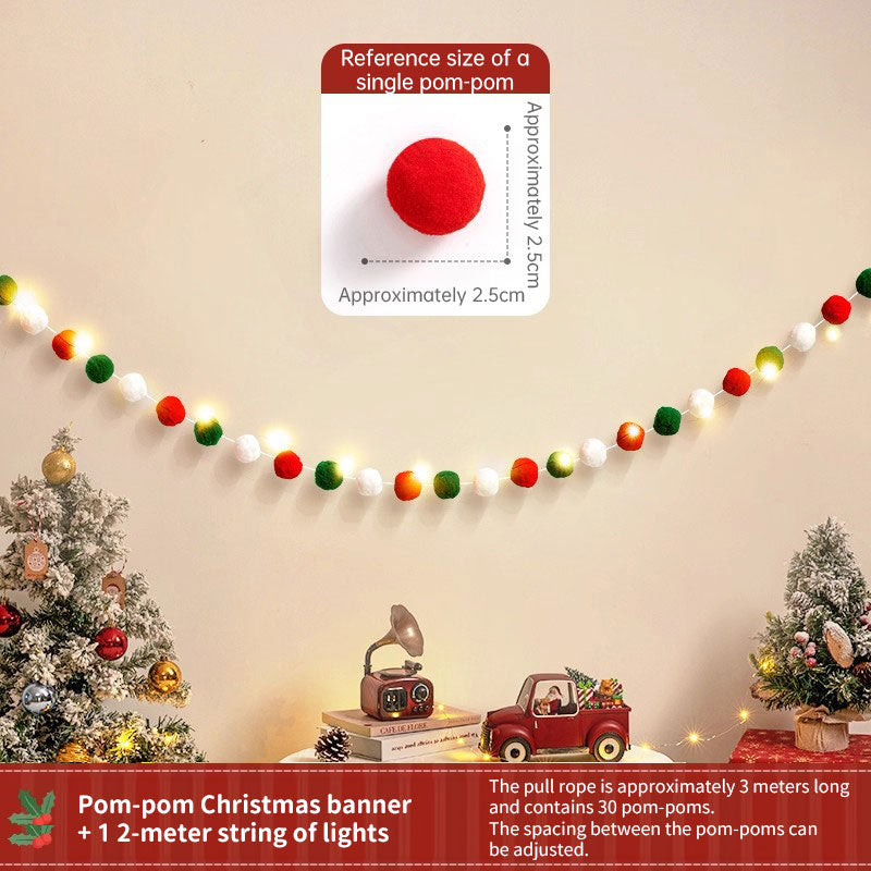 Christmas Banner With LED String Lights & Felt Decor