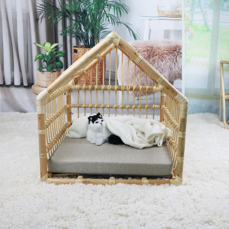 Handwoven Rattan Cat House Bed for Cozy Home Lounging