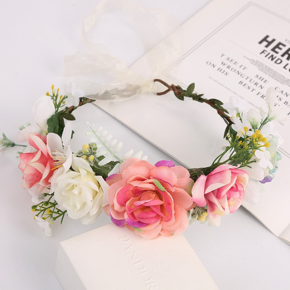 Rattan Rose Flower Crown Headband for Weddings & Festivals