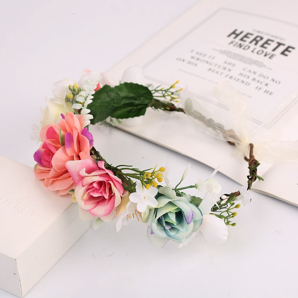 Rattan Rose Flower Crown Headband for Weddings & Festivals