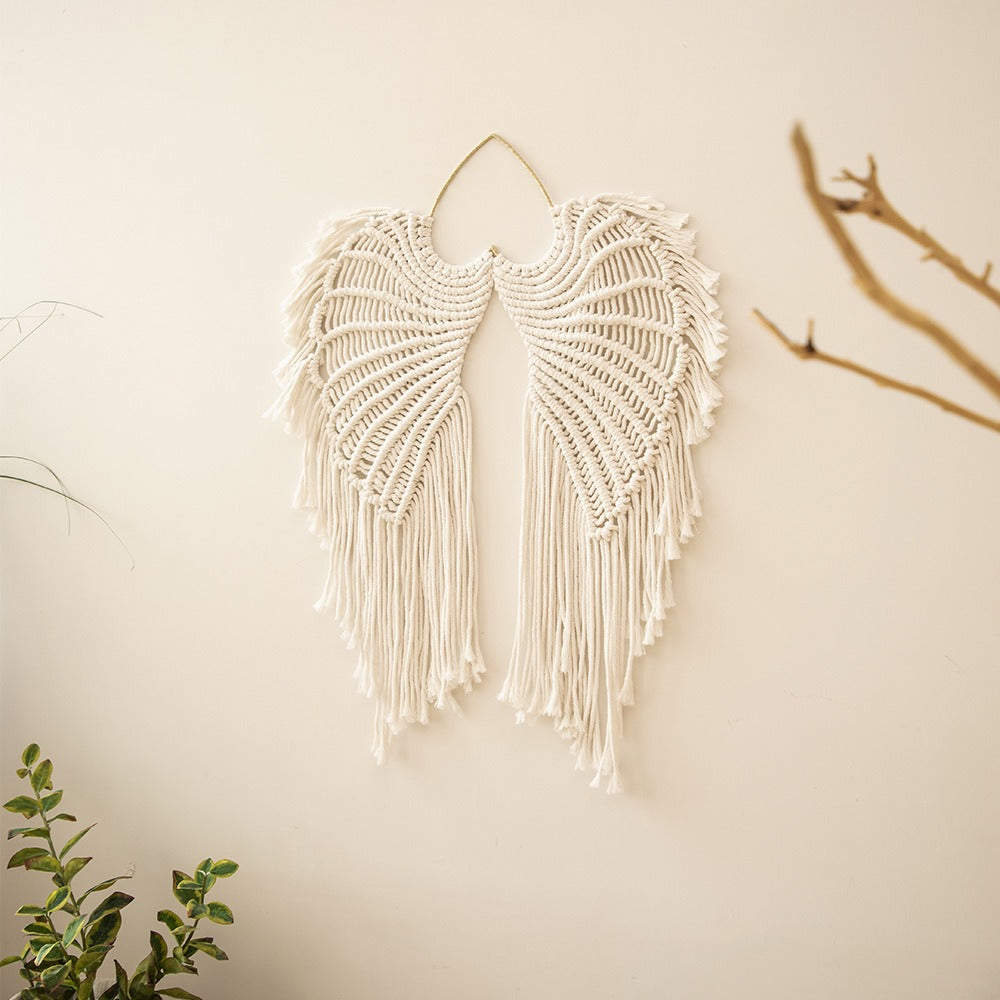 Macramé Angel Wings Wall Hanging for Cozy Room Texture