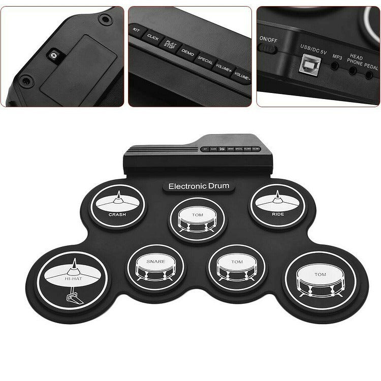Portable Electronic Drum Pad: Roll-Up Silicone Practice Kit