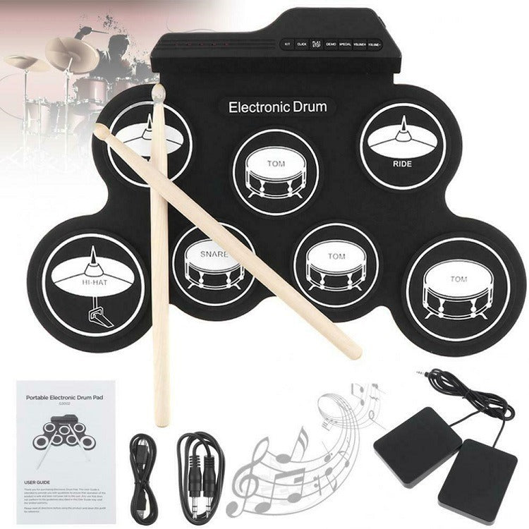Portable Electronic Drum Pad: Roll-Up Silicone Practice Kit