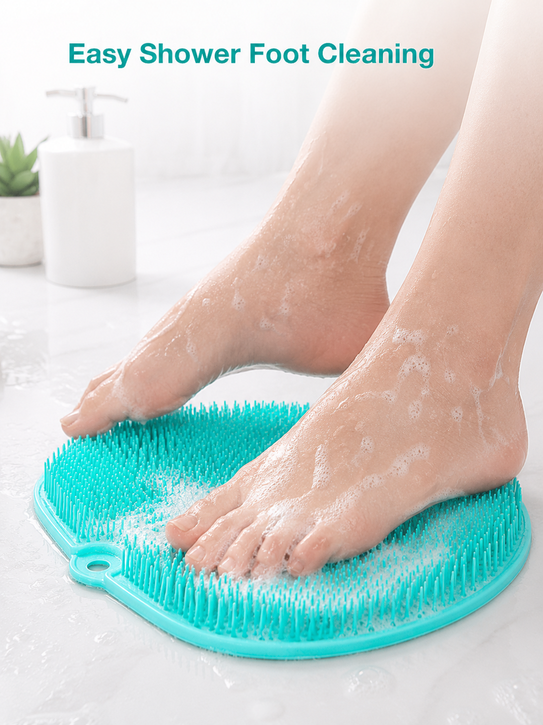 Hands-Free Shower Foot Scrubber Mat — No Bending