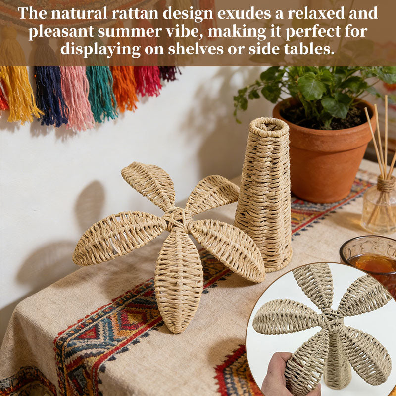 Handwoven Straw Tree Sculpture for Tropical Home Decor