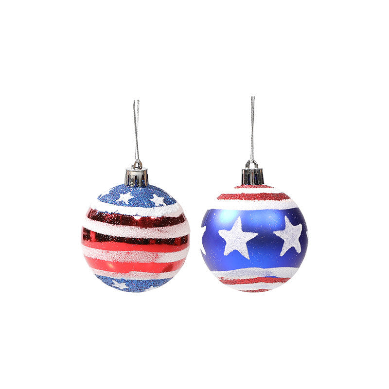Patriotic Christmas Ball Ornaments Set of 12, Glitter
