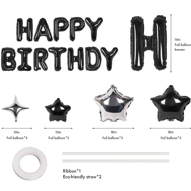 Birthday Balloon Banner Set With Metallic Star Decor
