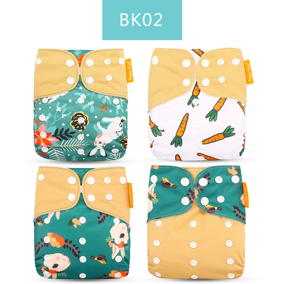 Reusable Cloth Diapers, Adjustable 4-Piece Diaper Set